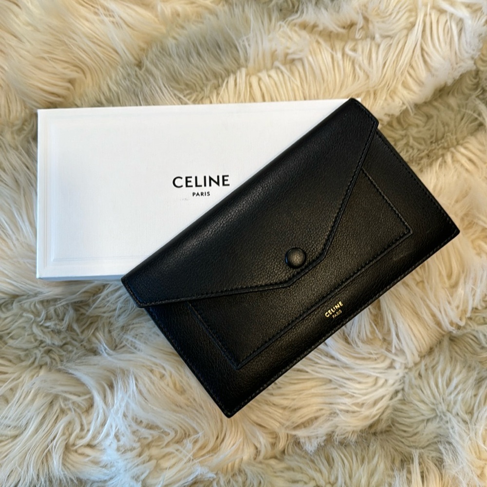 Black Leather Celine Billfold